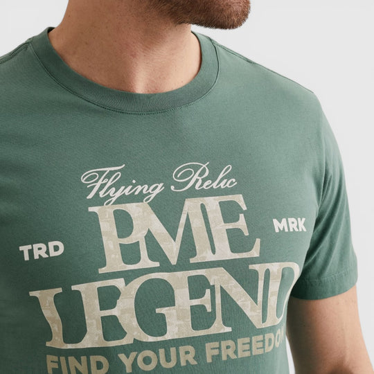 PTSS2604596-6053 PME Legend T-shirt met Grote Artwork Print Deep Sea / Groen