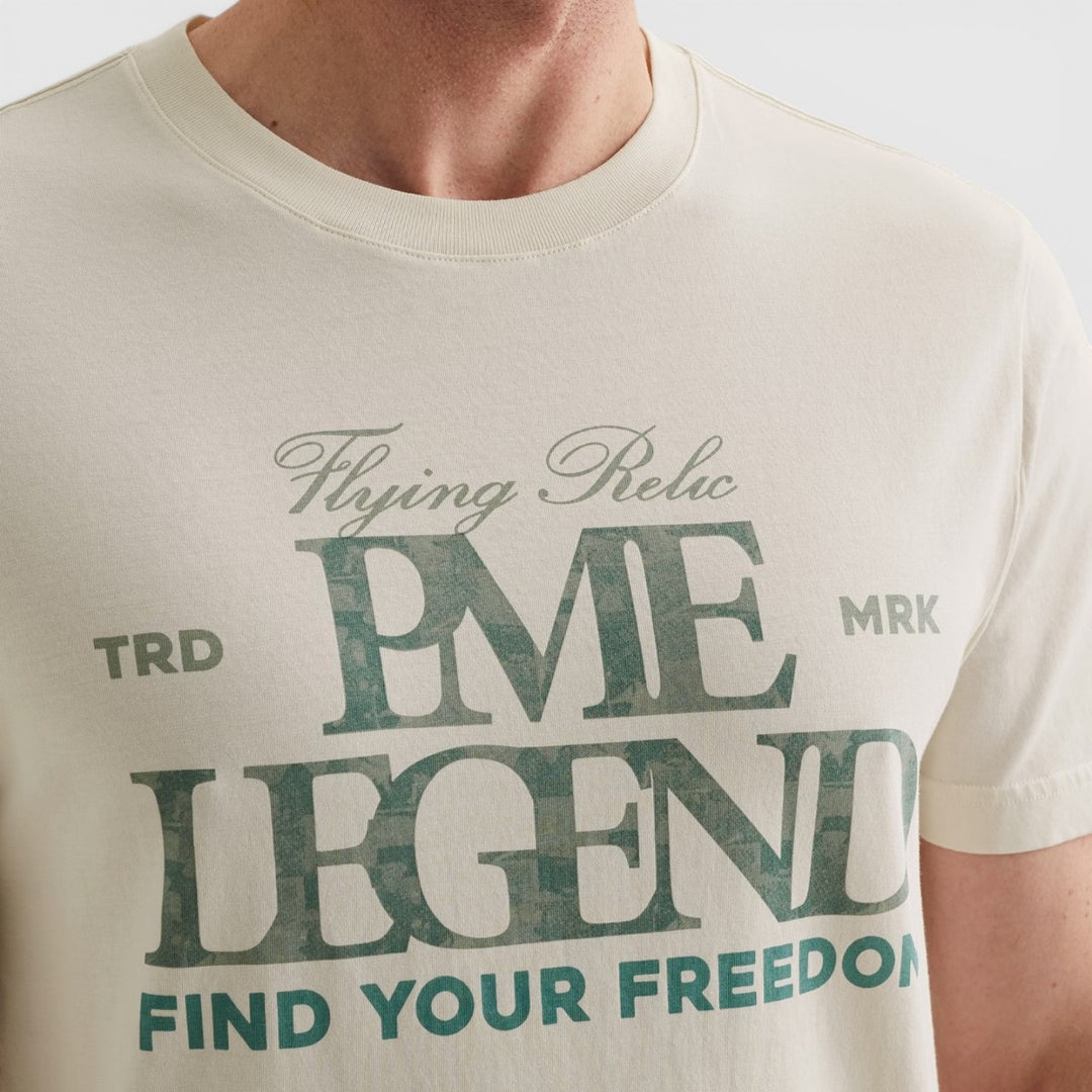 PTSS2604596-7001 PME Legend T-shirt met Grote Artwork Print Egret / Ecru