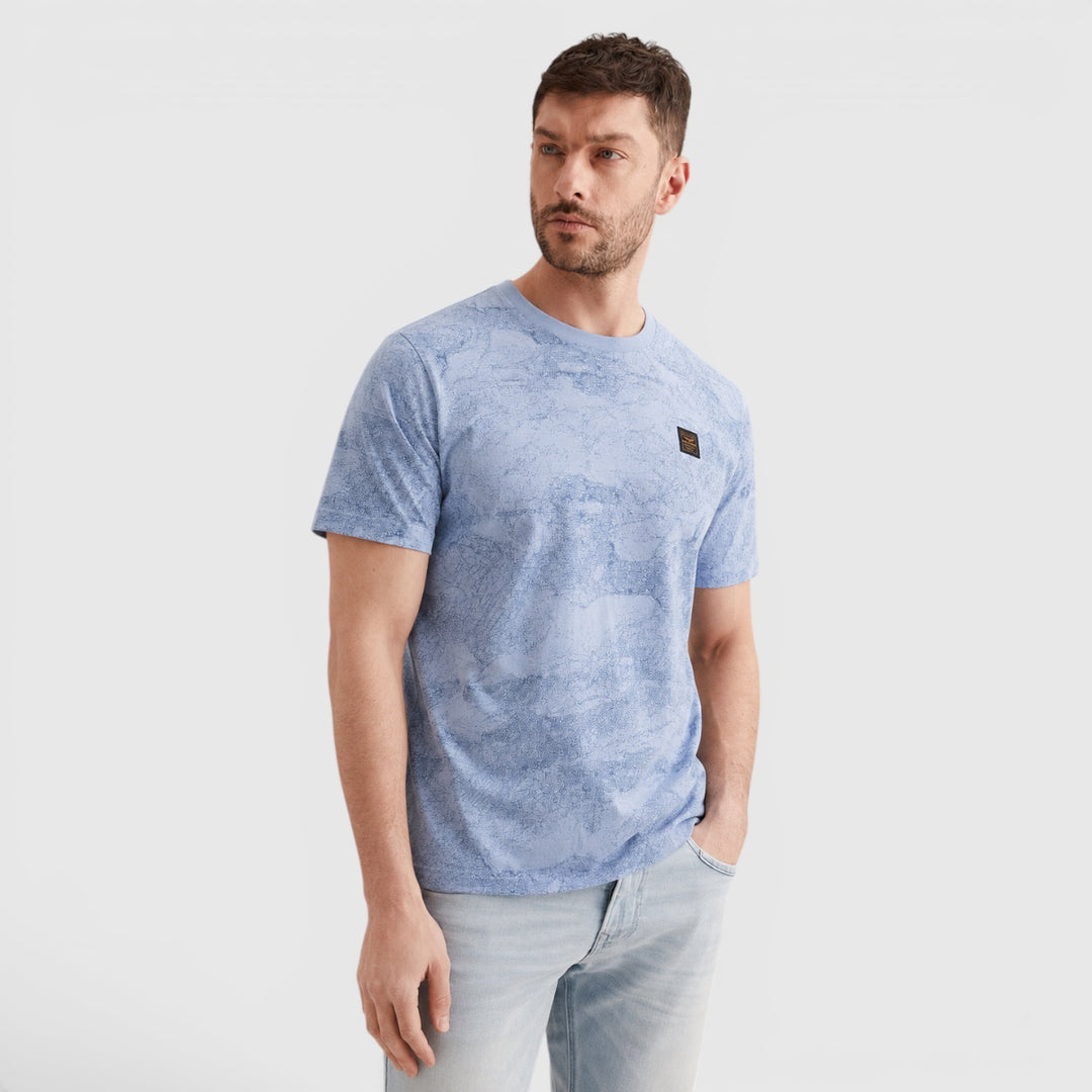 PTSS2605578-5299 PME Legend T-shirt Soepele Jersey Allover Print Hydrangea / Blauw