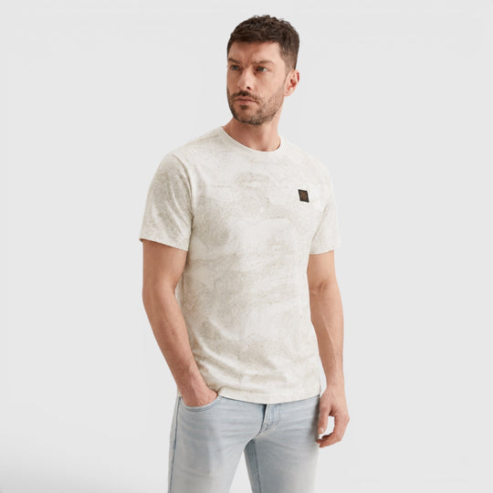 PTSS2605578-7001 PME Legend T-shirt Soepele Jersey Allover Print Ecru