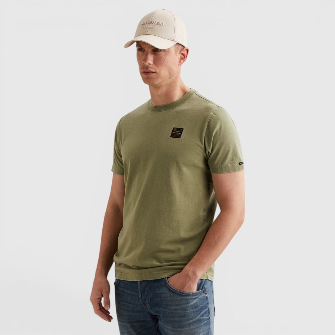 PTSS2606562-6394 PME Legend T-Shirt In Een Katoenblend Met Garment-Dye Wassing Mosstone / Groen