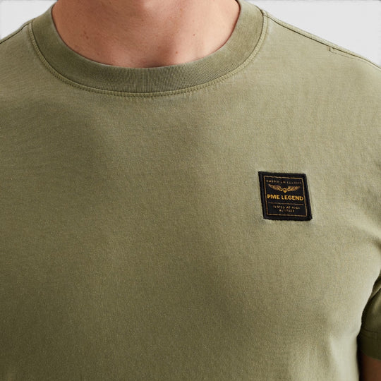 PTSS2606562-6394 PME Legend T-Shirt In Een Katoenblend Met Garment-Dye Wassing Mosstone / Groen