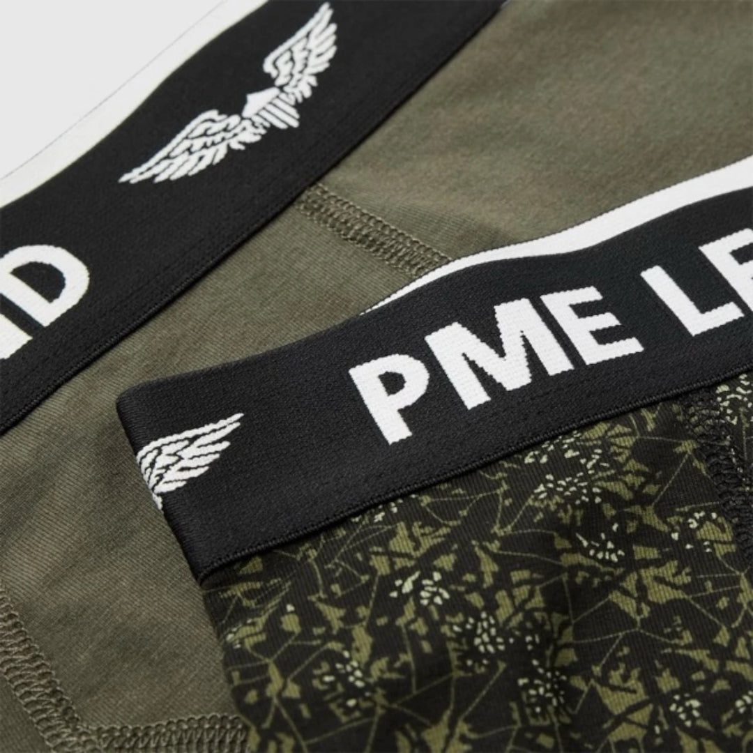 PUW2508950-6416 PME Legend Boxershorts Color Cotton Elastan 2-Pack Olive Night