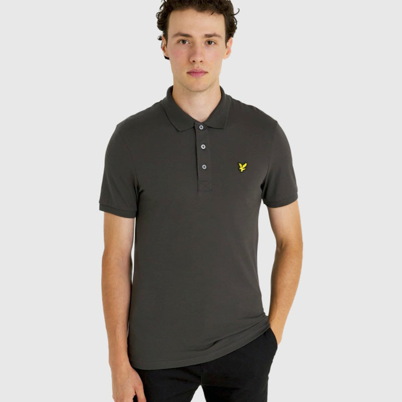 sp400vog w635 plain polo shirt short sleeve lyle & scott polo gunmetal front
