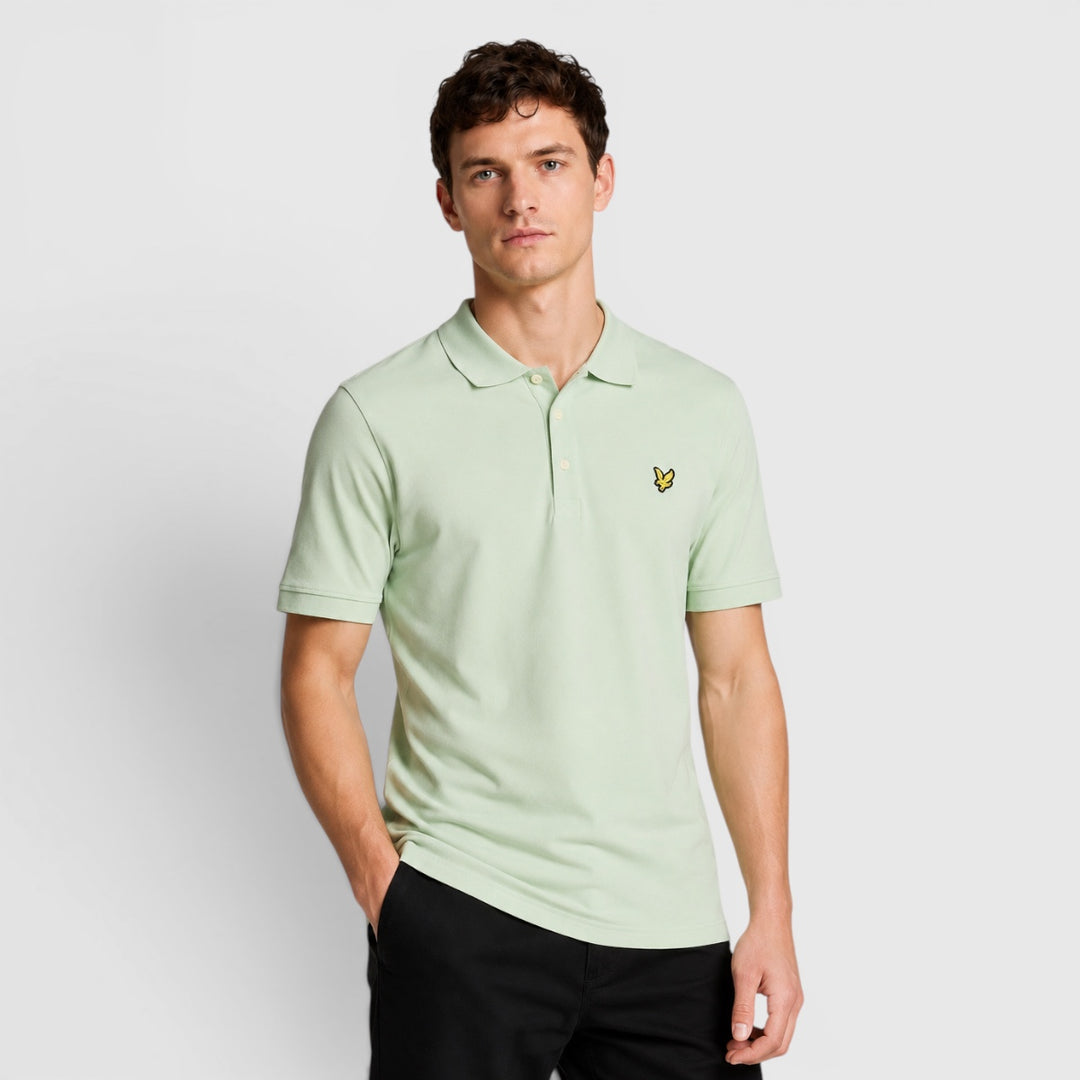 SP400VOG-X487 Lyle & Scott Plain Polo Shirt Short Sleeve Fresh Green
