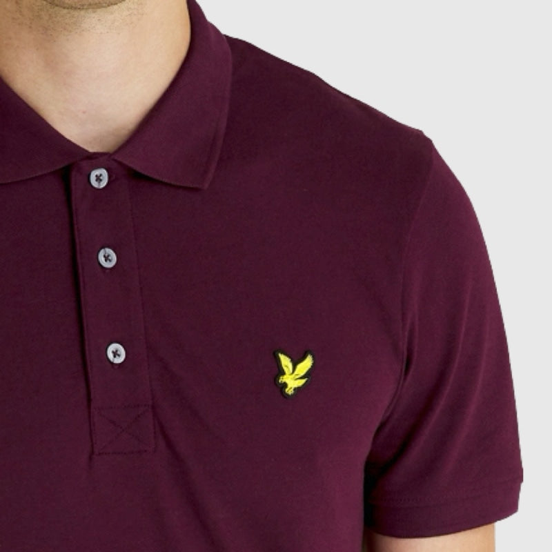 sp400vog z562 plain polo shirt short sleeve lyle & scott polo burgundy 3