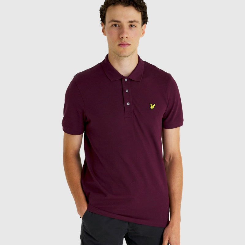 sp400vog z562 plain polo shirt short sleeve lyle & scott polo burgundy front