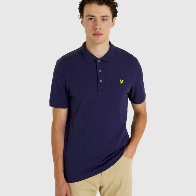 sp400vog z99 plain polo shirt short sleeve lyle & scott polo navy front