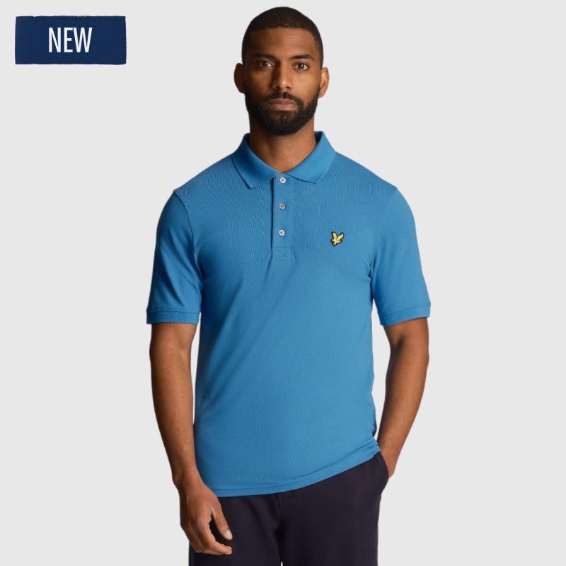 sp400vog-w584 plain polo shirt short sleeve lyle & scott polo slate blue