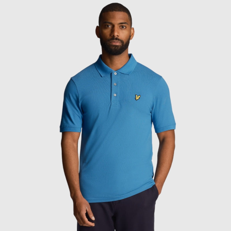 sp400vog-w584 plain polo shirt short sleeve lyle & scott polo slate blue