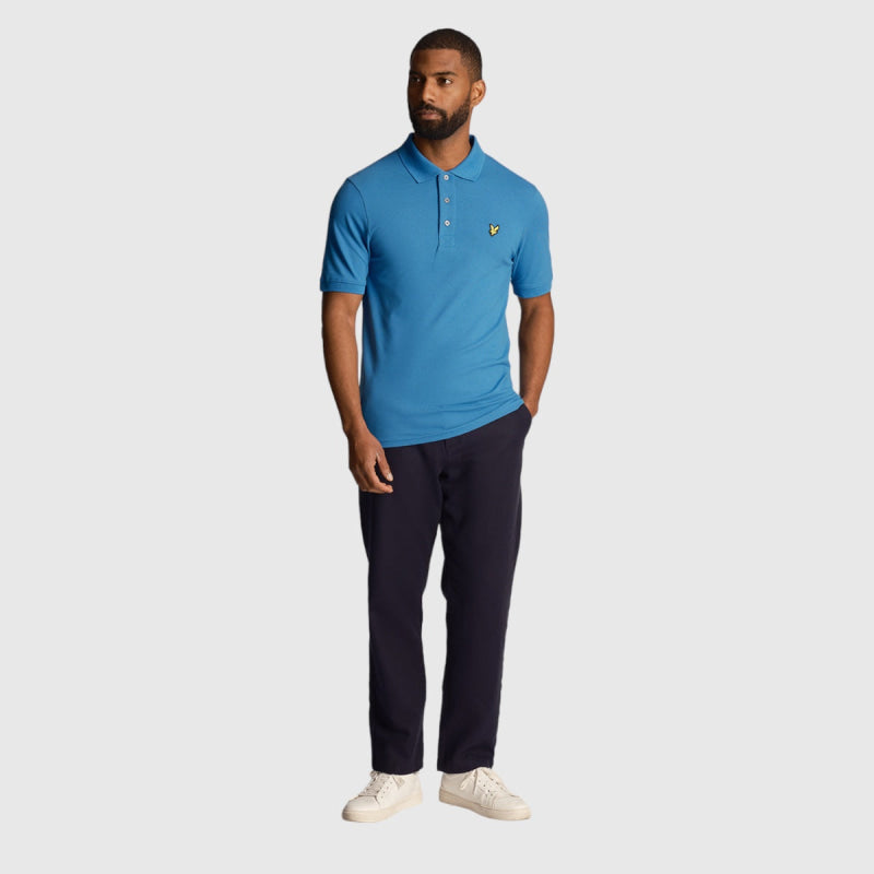 sp400vog-w584 plain polo shirt short sleeve lyle & scott polo slate blue crop1