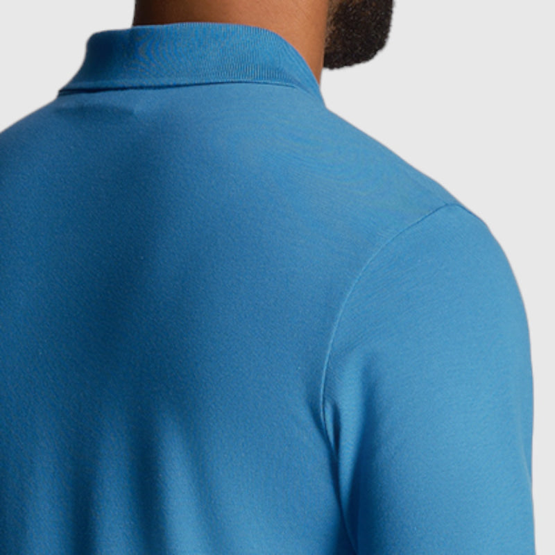 sp400vog-w584 plain polo shirt short sleeve lyle & scott polo slate blue crop4