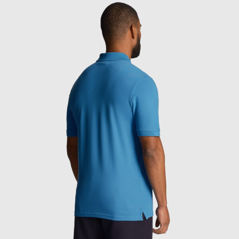 sp400vog-w584 plain polo shirt short sleeve lyle & scott polo slate blue back