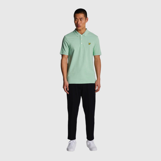 sp400vog-w907 plain polo shirt short sleeve lyle & scott polo turquoise crop1