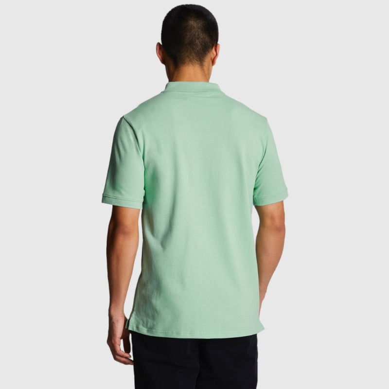 sp400vog-w907 plain polo shirt short sleeve lyle & scott polo turquoise back