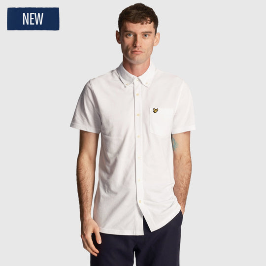 sw2003v 626 short sleeve pique shirt lyle & scott overhemd white