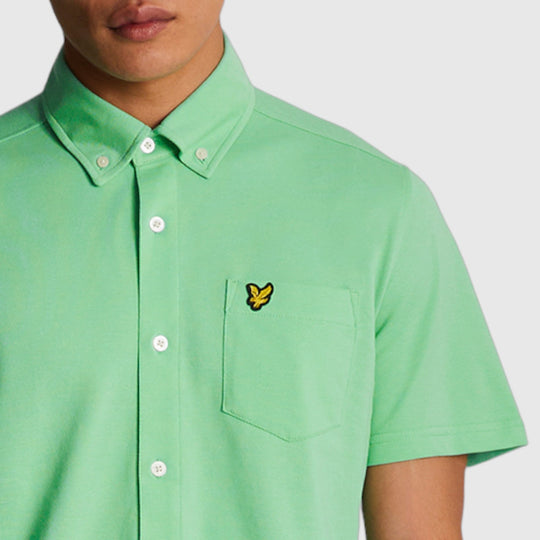 sw2003v-x156 short sleeve pique shirt lyle & scott overhemd lawn green crop4
