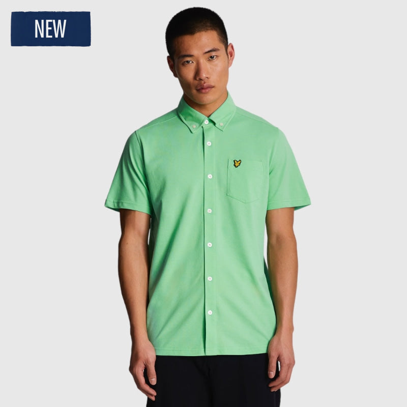 sw2003v-x156 short sleeve pique shirt lyle & scott overhemd lawn green