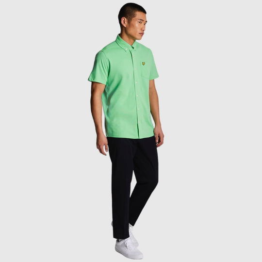 sw2003v-x156 short sleeve pique shirt lyle & scott overhemd lawn green crop1