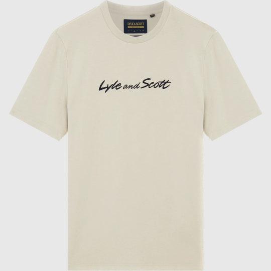 ts1830v w949 script embroidery lyle & scott t-shirt dark viaduct crop2