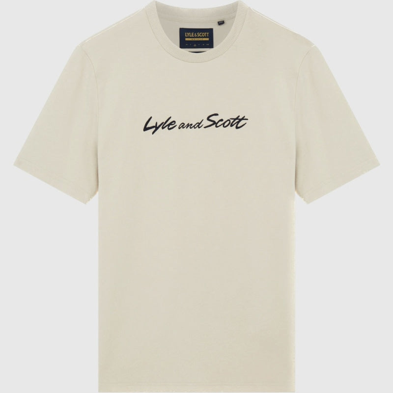 ts1830v w949 script embroidery lyle & scott t-shirt dark viaduct crop2
