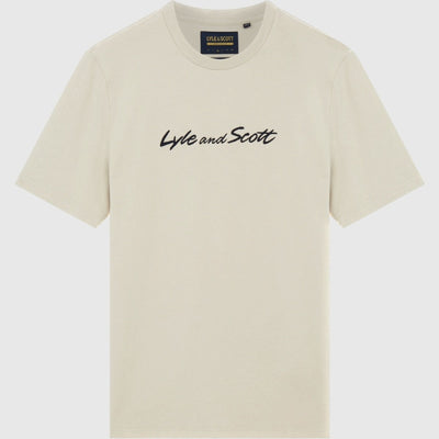ts1830v w949 script embroidery lyle & scott t-shirt dark viaduct crop2
