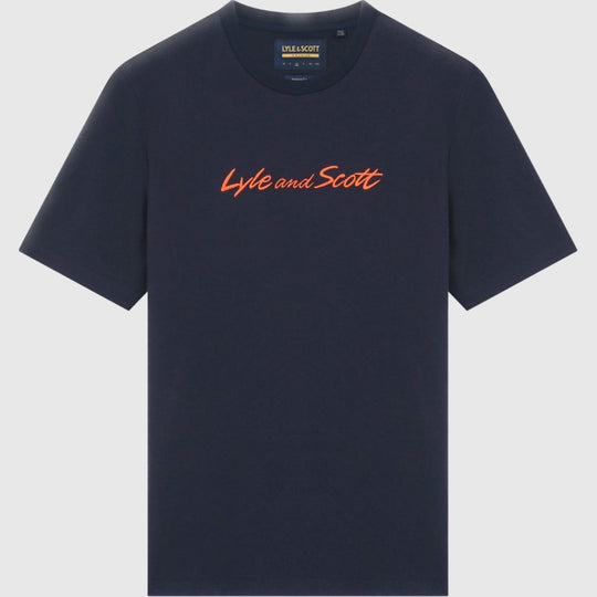 ts1830v x130 script embroidery lyle & scott t-shirt dark navy crop2