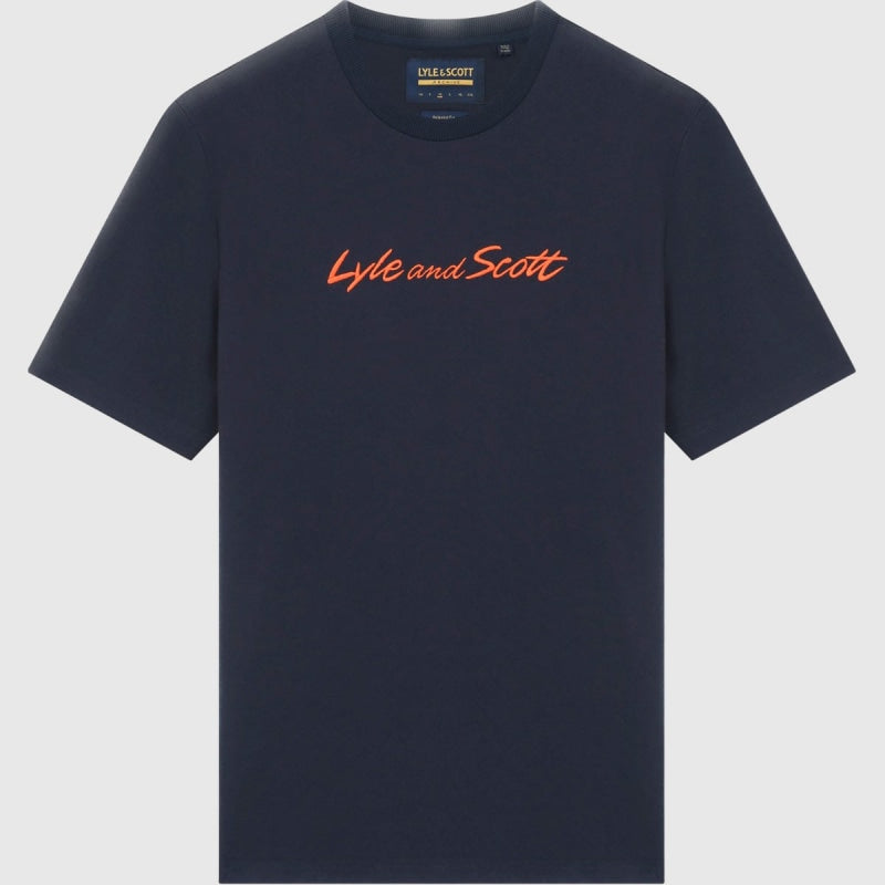 ts1830v x130 script embroidery lyle & scott t-shirt dark navy crop2