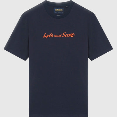 ts1830v x130 script embroidery lyle & scott t-shirt dark navy crop2