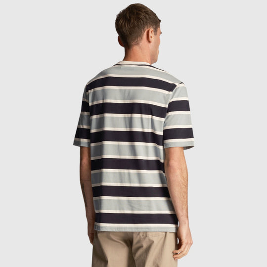 ts2002v a19 stripe t-shirt short sleeve lyle & scott polo slate blue back