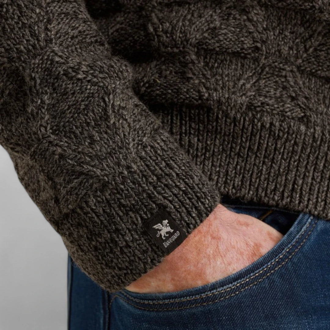 VKW2510338-9141 Vanguard Knitwear Half Zip Collar Wool Blend Mouline Black Beauty