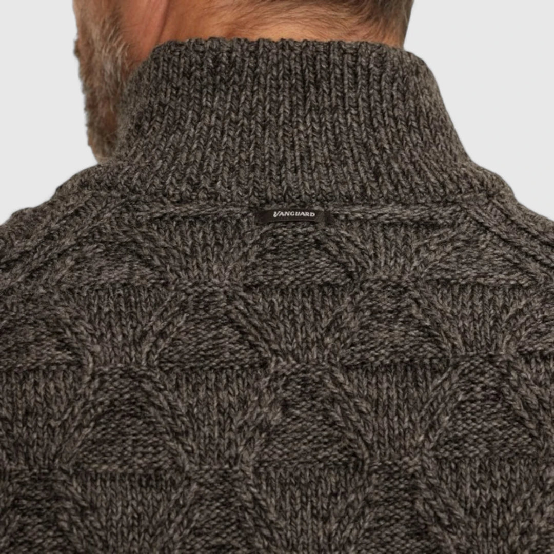 VKW2510338-9141 Vanguard Knitwear Half Zip Collar Wool Blend Mouline Black Beauty