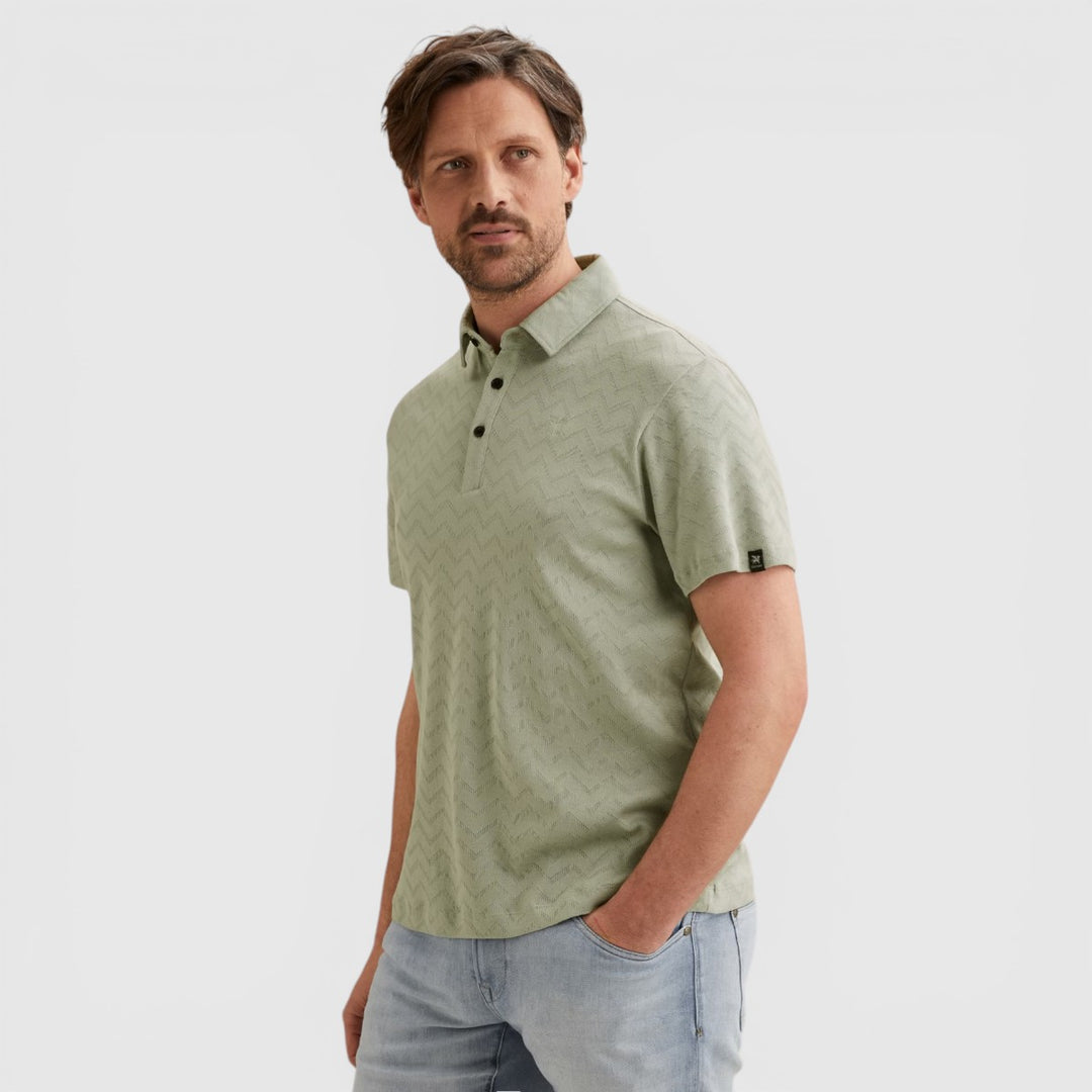 VPSS2604858-9089 Vanguard Polo Jacquard Jersey Blend Aqua Gray / Groen