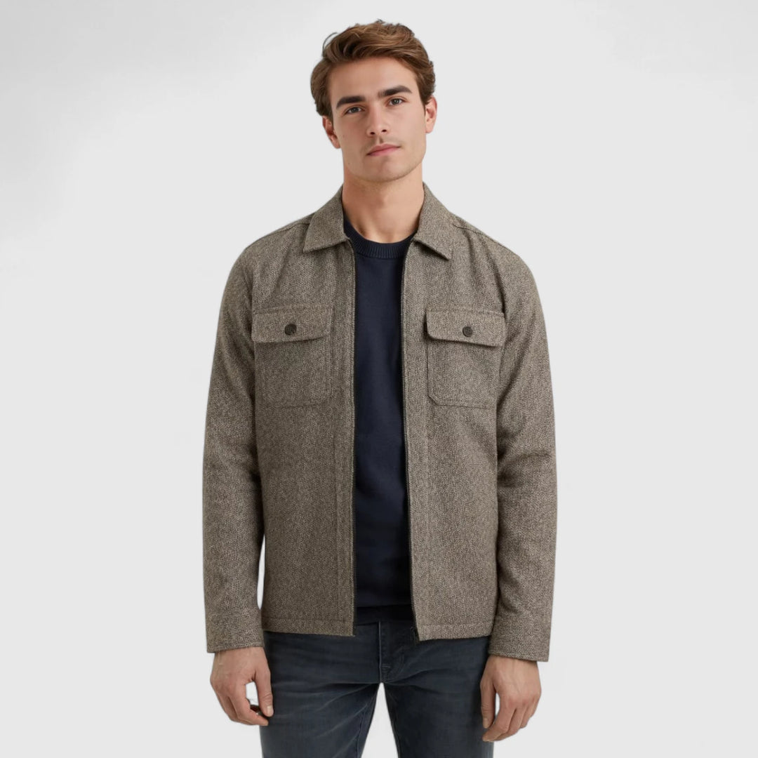 VSI2509226-8015 Vanguard Overshirt Solid Brushed Mouline Lead Gray / Beige Grijs