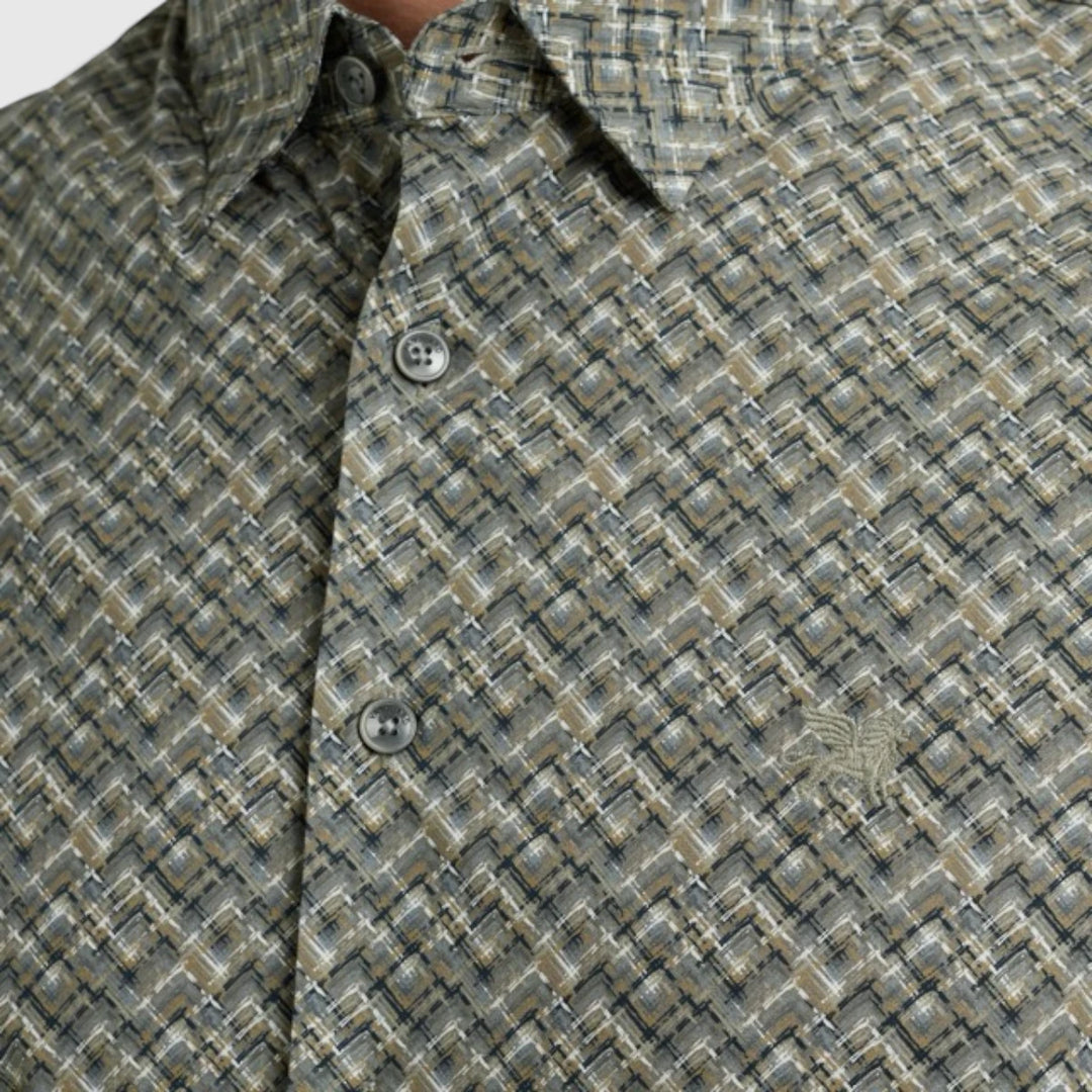 VSI2509232-9044 Vanguard Shirt Print On Fine Poplin Stretch Gargoyle