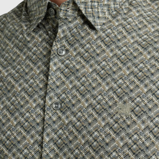 VSI2509232-9044 Vanguard Shirt Print On Fine Poplin Stretch Gargoyle