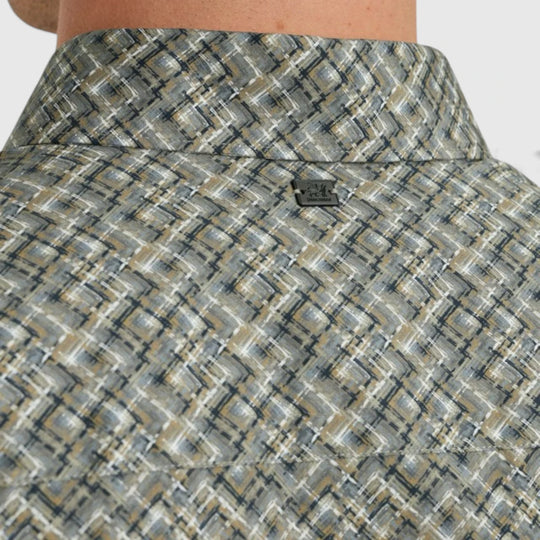 VSI2509232-9044 Vanguard Shirt Print On Fine Poplin Stretch Gargoyle