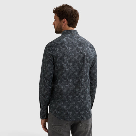 Vanguard overhemd met all-over print in China Blue Blauw, achteraanzicht, VSI2608205-5356