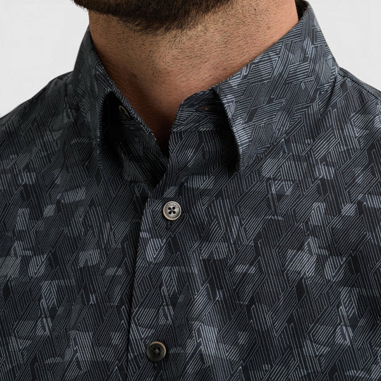Vanguard overhemd met all-over print in China Blue Blauw, kraag en knoopsluiting, VSI2608205-5356