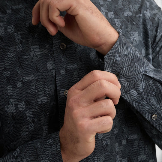 Vanguard overhemd met all-over print in China Blue Blauw, stof en afwerking, VSI2608205-5356