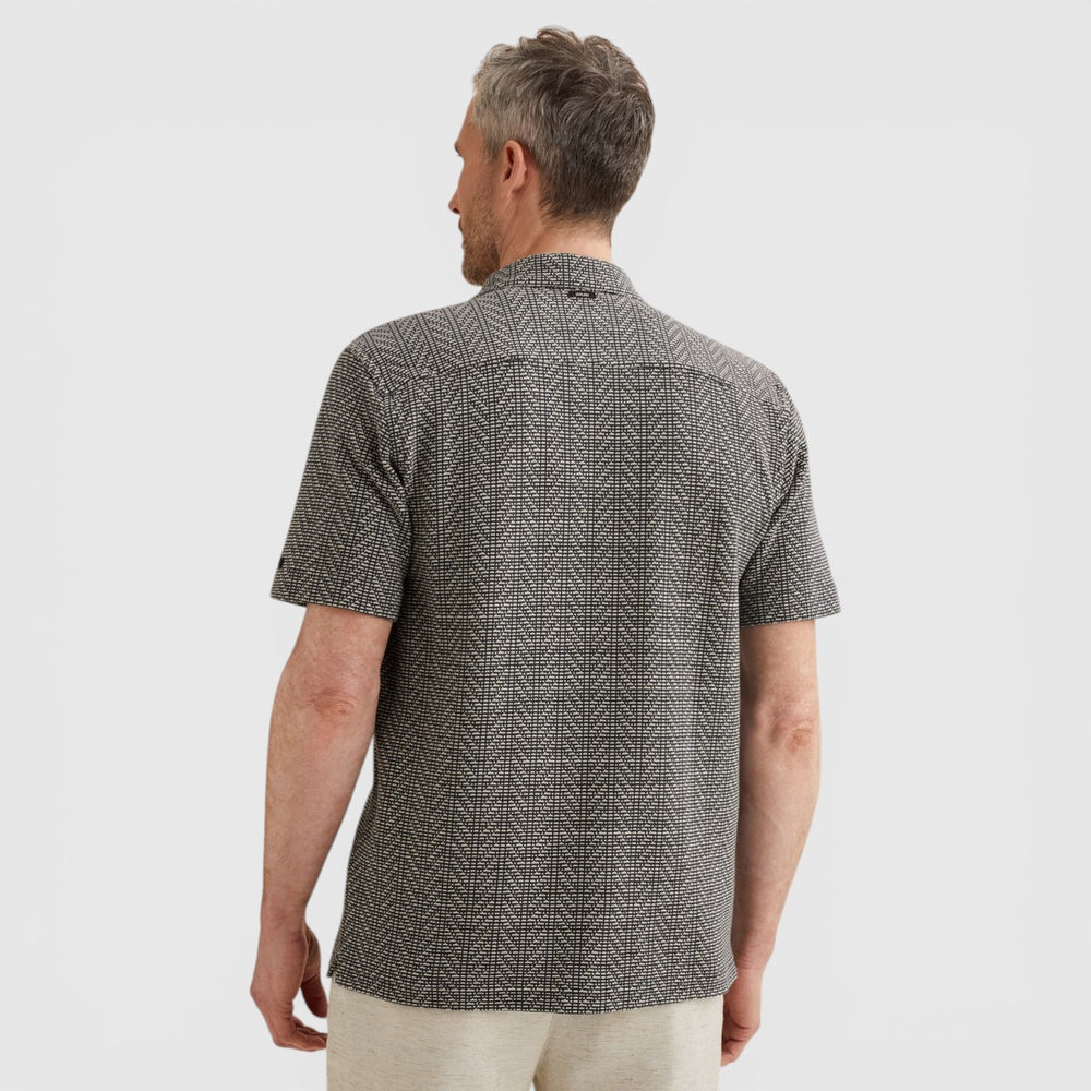 VSIS2604270-5108 Vanguard Overhemd Korte Mouw Yarn Dyed Jersey Structure Midnight Navy / Donkerblauw