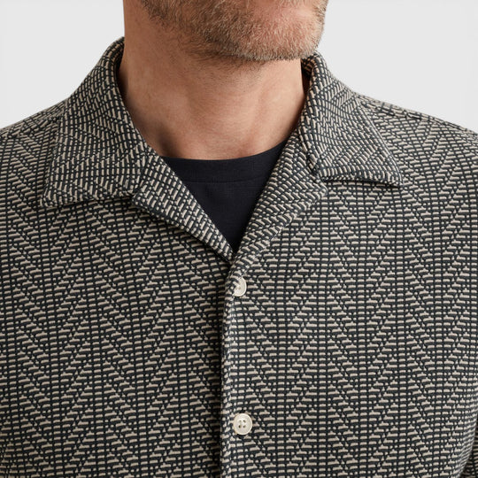 VSIS2604270-5108 Vanguard Overhemd Korte Mouw Yarn Dyed Jersey Structure Midnight Navy / Donkerblauw