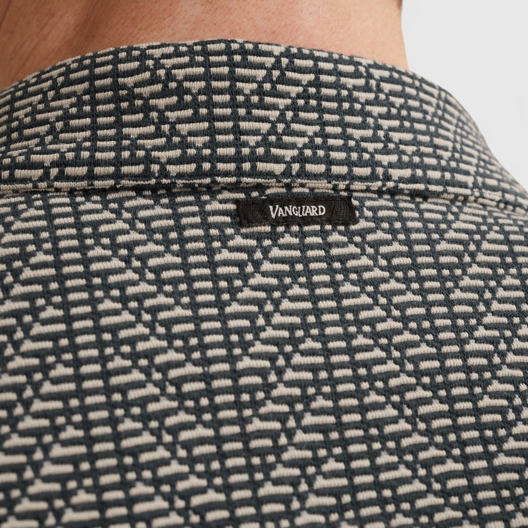 VSIS2604270-5108 Vanguard Overhemd Korte Mouw Yarn Dyed Jersey Structure Midnight Navy / Donkerblauw