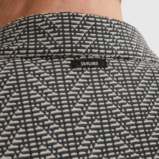 VSIS2604270-5108 Vanguard Overhemd Korte Mouw Yarn Dyed Jersey Structure Midnight Navy / Donkerblauw