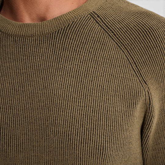 Cast Iron Trui met Tweekleurige Ribstructuur en Raglanmouwen