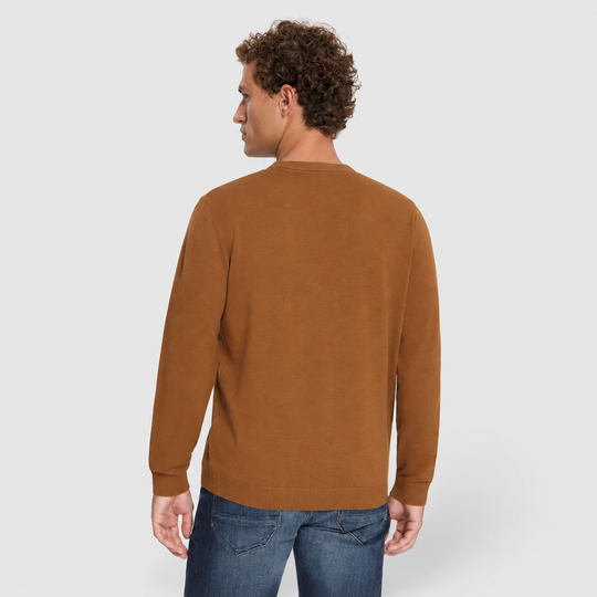 No Excess Trui Melange Caramel 33210890SN-048, achteraanzicht op model