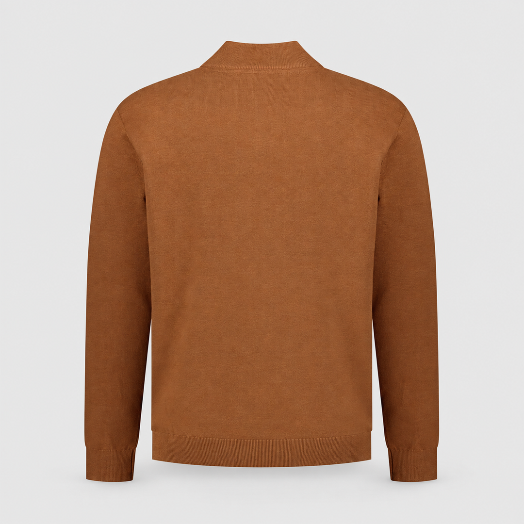 No Excess Trui Half-Zip Melange Caramel 33210895SN-048, achteraanzicht product