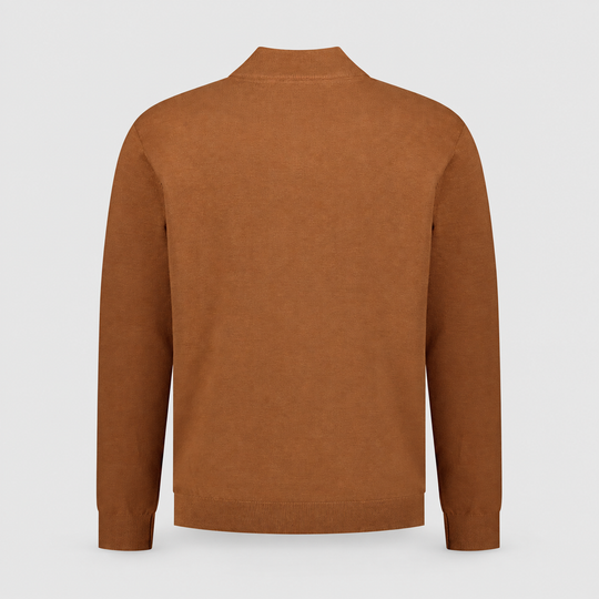 No Excess Trui Half-Zip Melange Caramel 33210895SN-048, achteraanzicht product