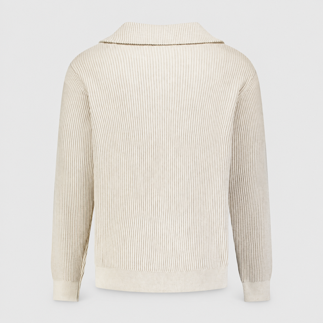 No Excess Trui Ribbed Half Zip Stone 33230932SN-014, achteraanzicht product