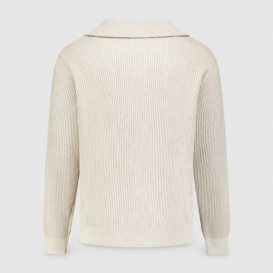 No Excess Trui Ribbed Half Zip Stone 33230932SN-014, achteraanzicht product